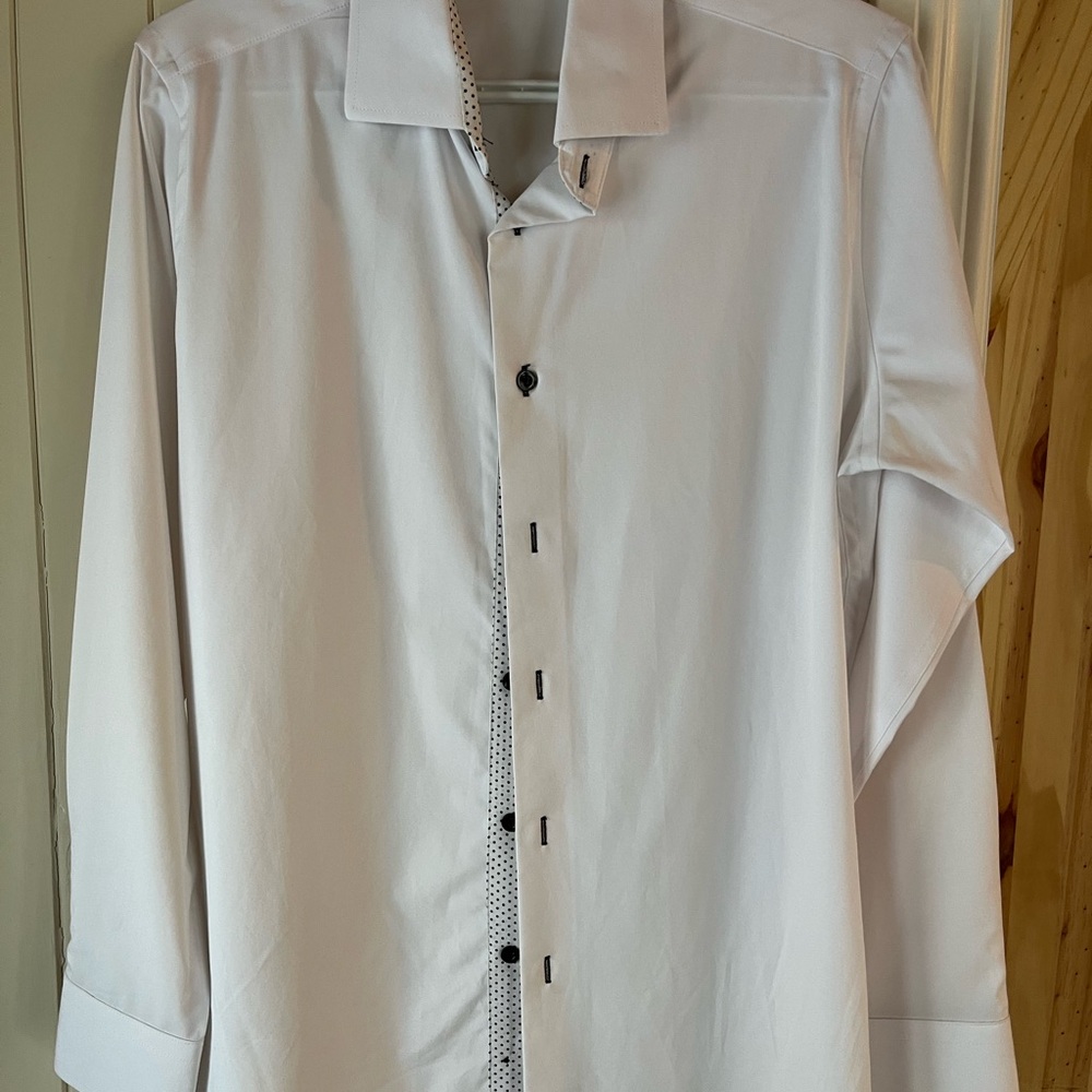 Elegant White Dress Shirt with Contrast Details